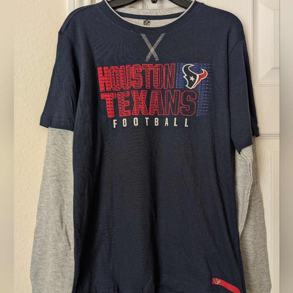 NWT•NFL Houston Texans Double Layer Long Sleeve T-shirt•Navy/Gray•Boys L 14/16 - Picture 7 of 7